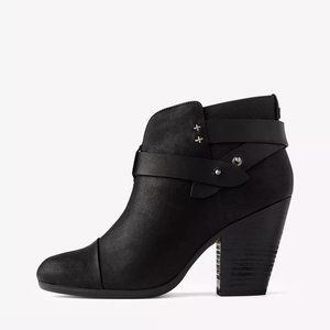 Rag & Bone Black Leather Harrow Boots Size 38 Edgy Moto Biker